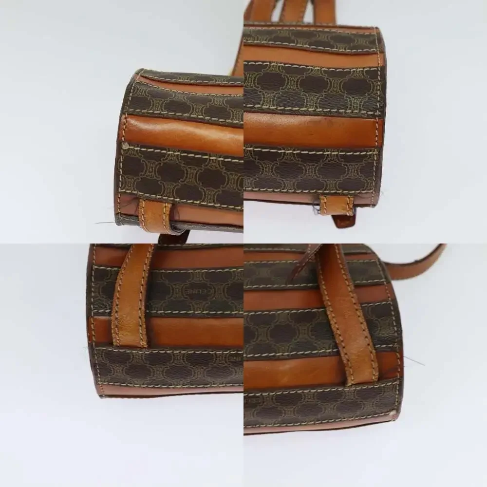 CELINE Macadam Canvas Backpack Pvc Leather Brown Gold